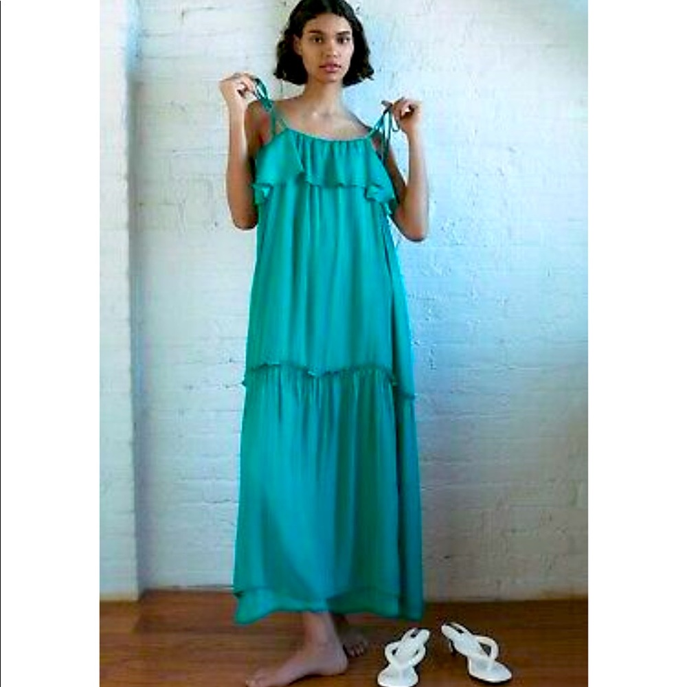 NWT Zara Turquoise Ruffled Dress - Picture 7 of 13